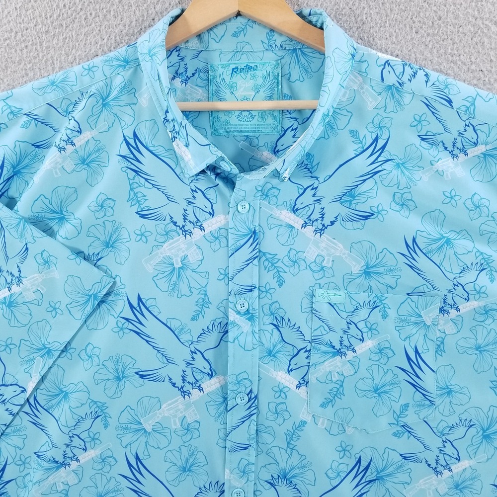 Retro Rifle Shirt Mens 4XL Blue Prey v2 Anniversary Eagle Freedom Performance